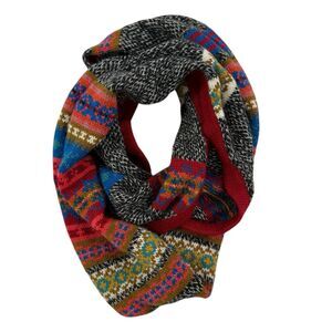 Noonday Collection Alpaca Blend Made in Peru Fair Isle Infinity Scarf Rainbow